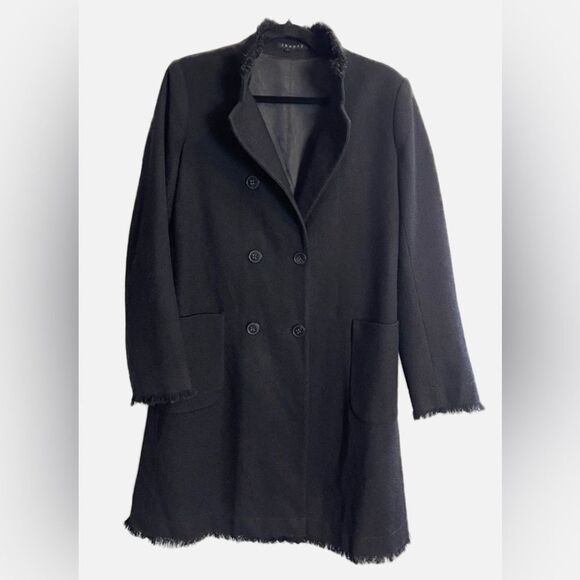 Theory Tweed Jacket trench coat in black Large - Picture 1 of 10